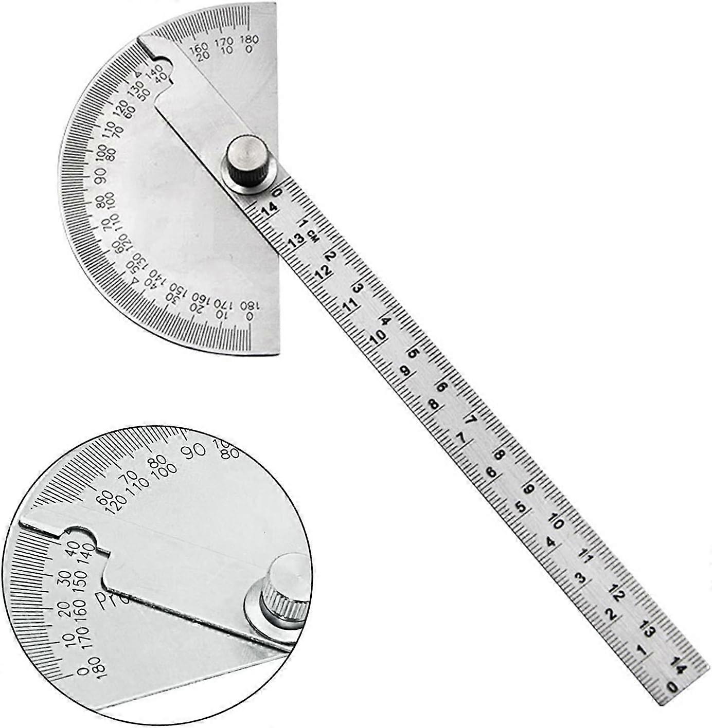 0-180 Degree Round Head Protractor, Multifunctional Stainless Steel Angle Protractor, Round Head Engineer Protractor Protractor for Painting Drawing