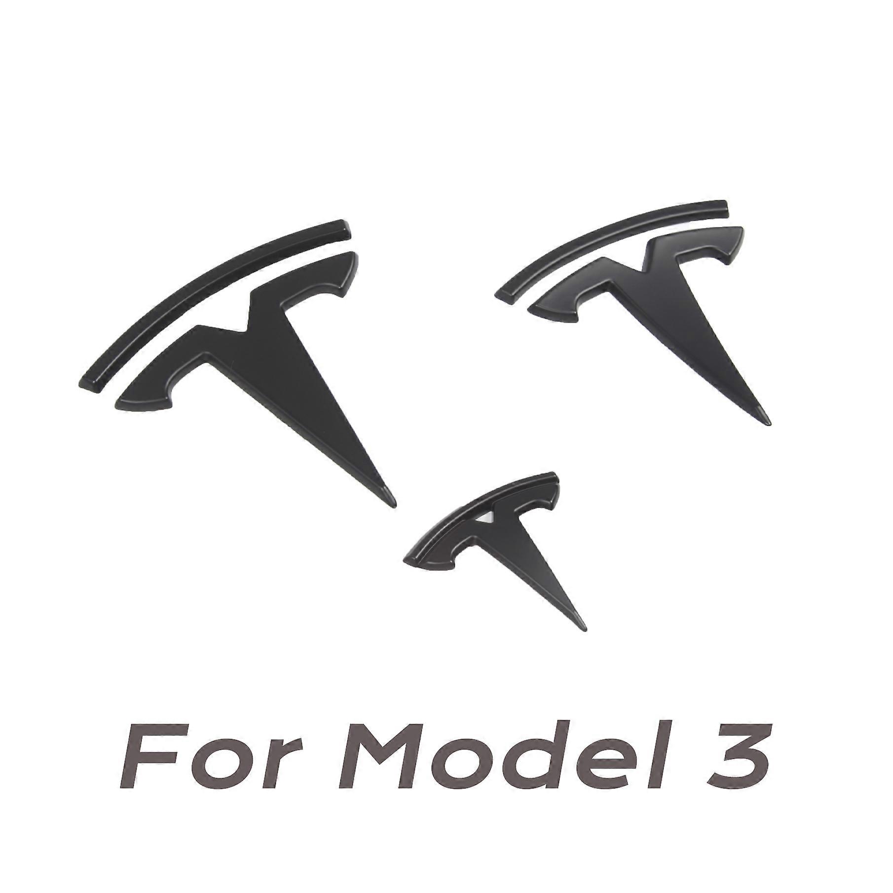 Tesla Logo Stikers For Model Y 2022 2023 3Pcs Front Rear Trunk Styling Logo Emblem Matte Black Paste Car Accessories Auto Tools