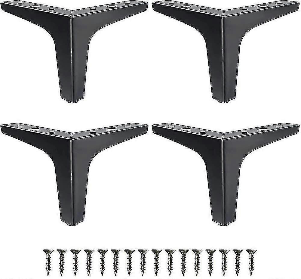 Conjunto de pernas de móveis de metal de 4, pernas de sofá preto fosco 6 polegadas, estilo moderno