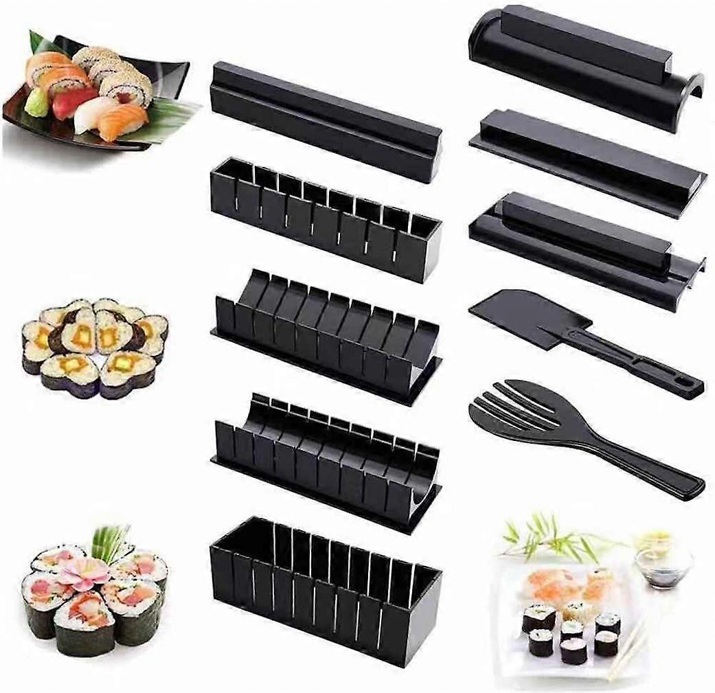 10pcs Sushi Making Kit Kitchen Restaurant DIY Sushi Mold Black