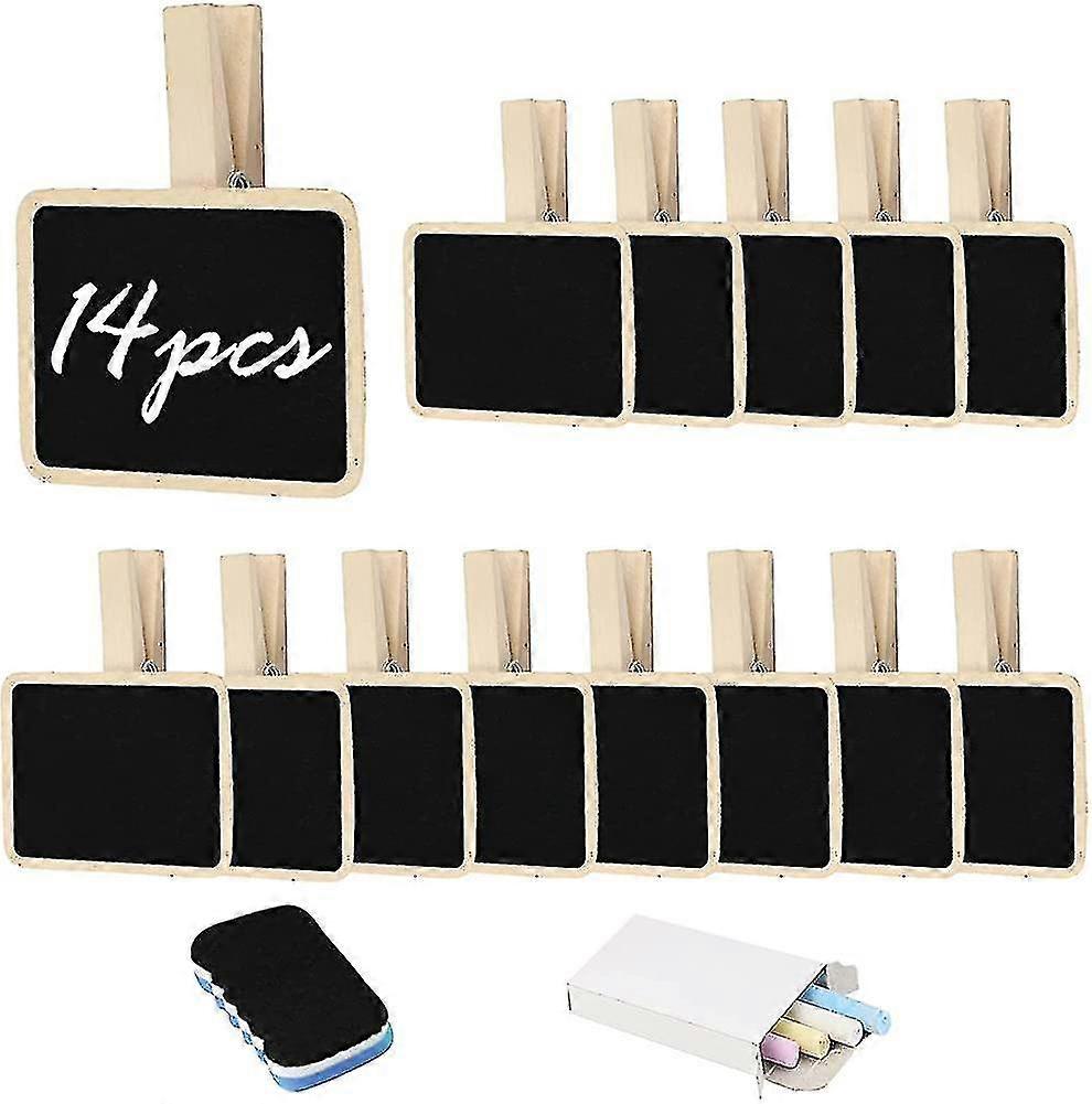 14pcs Mini Blackboard Clips,wooden Memo Chalkboard Message Board