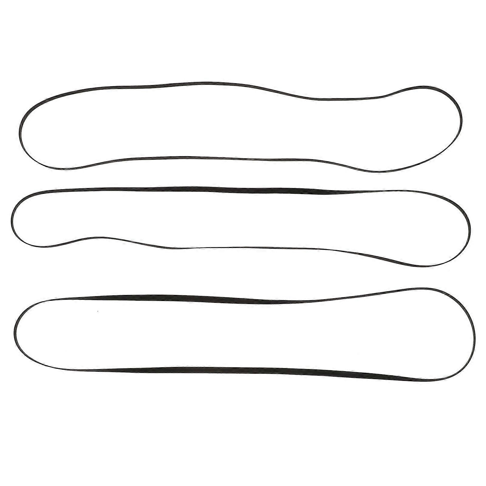 3Pcs Durable Rubber Phonograph Belt Record Player Rubber Replacement Belt Black