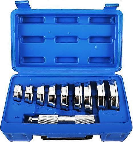 10pcs Bearing Race and Seal Bushing Driver Install Set 1 Driver 9 Discs Collar Axle Housing with Carrying Case Master/Universal Kit for Automotive Whe