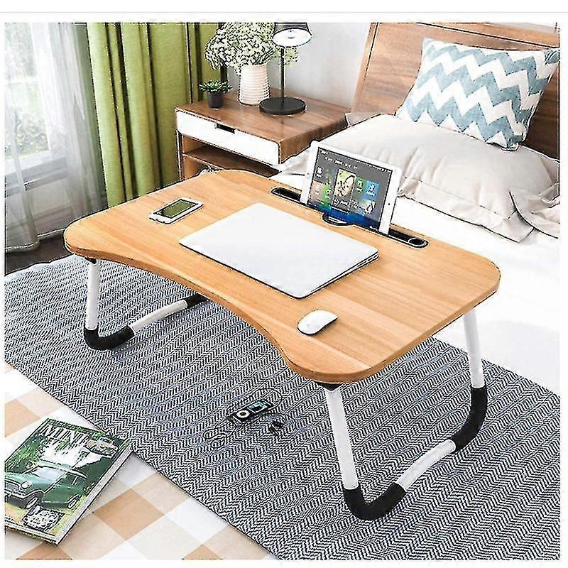 Foldable Laptop Bed Table Lap Desk Stand, Serving Tray Dining Table With Slot, Notebook Stand Holder, Bed Tray Laptop Desk For