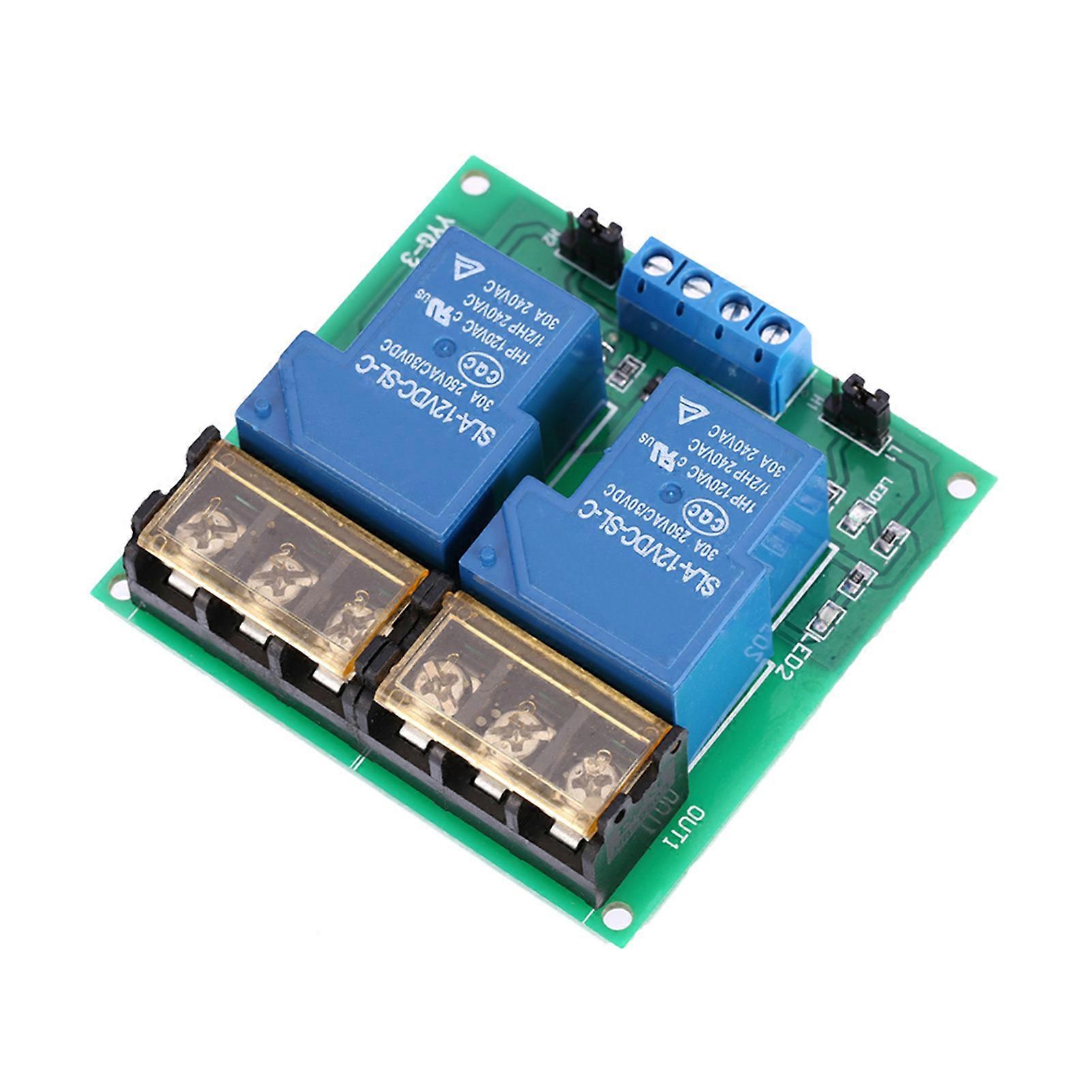 2-Channel DC 12V 30A Relay Board Module Optocoupler Isolation High/Low Trigger