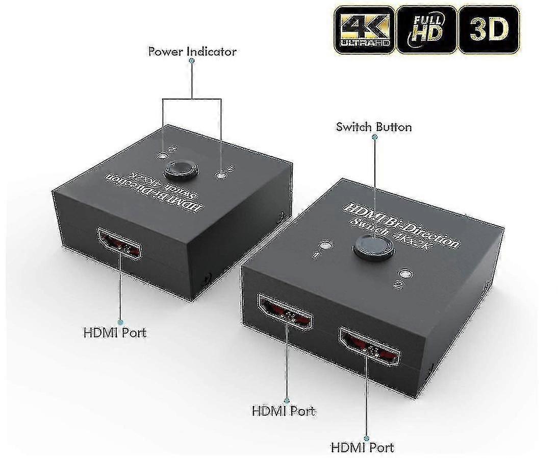 Tbs2243 Hdmi Bi-direction Switch Splitter 4k Uhd Full Hd 3d Hdcp Pass-through - 2 Inputs 1 Output / Or / 1 Input 2 Outputs - Switch Splitter - Box