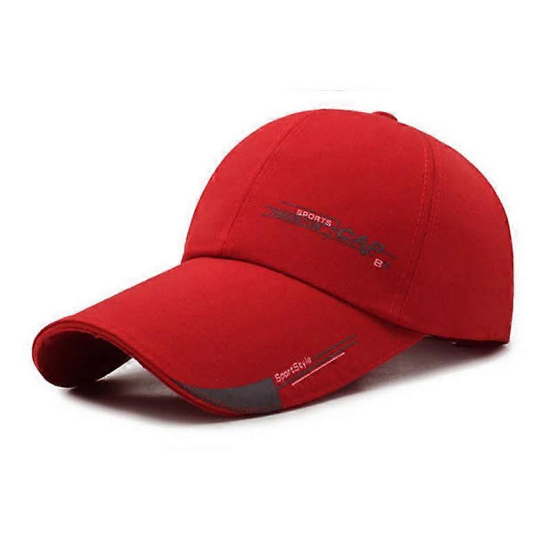 Unisex Sun Hat, Baseball Cap, Retro Solid Color Adjustable Hat (Letter Side Label + Red)