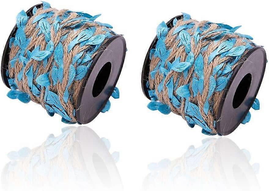 Κορδέλα φύλλων λινάτσας 2 ρόλοι 66 πόδια 5mm φυσικό αμπέλι γιούτας με την τεχνητή κορδέλα φύλλων για τη χειροτεχνία Γάμος πάρτι ζούγκλας Διακόσμηση σπιτιού κήπων γάμων Bl