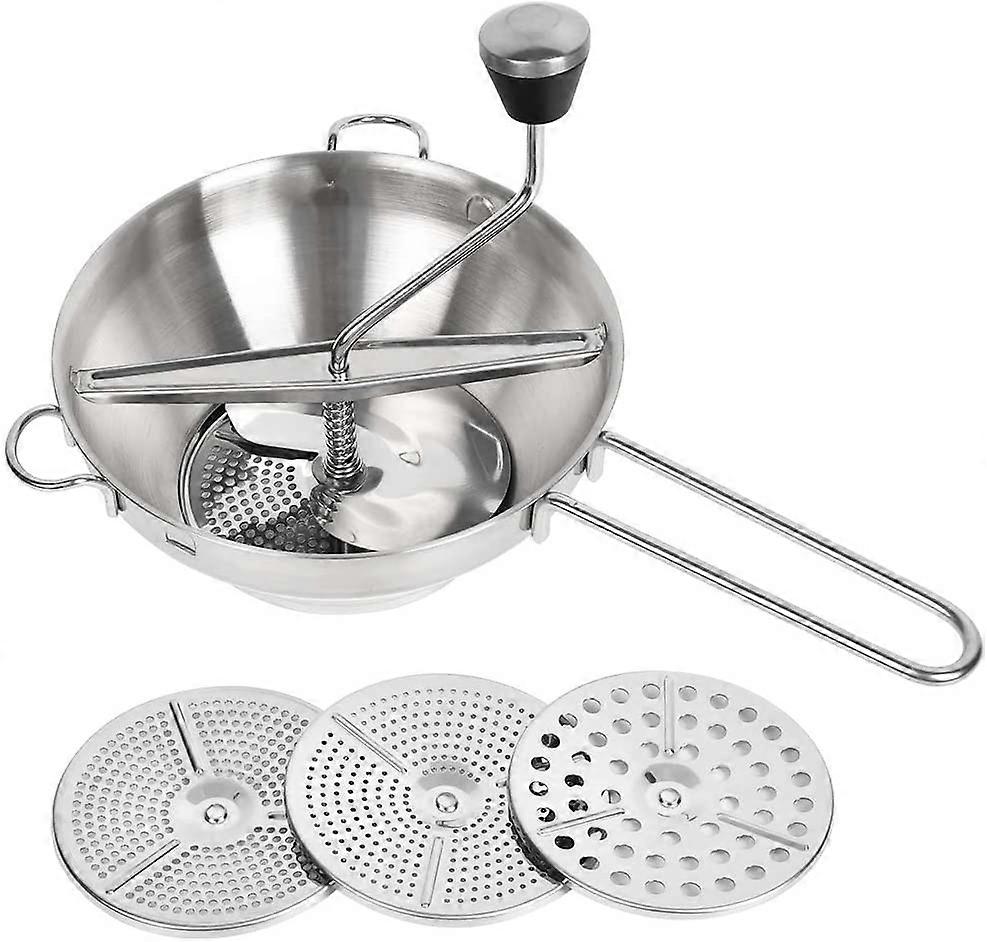 Stainless Steel Manual Vegetable Press, Potato Grinders for Mixing Vegetables, with 3 Different Grids, Colander, Juicer