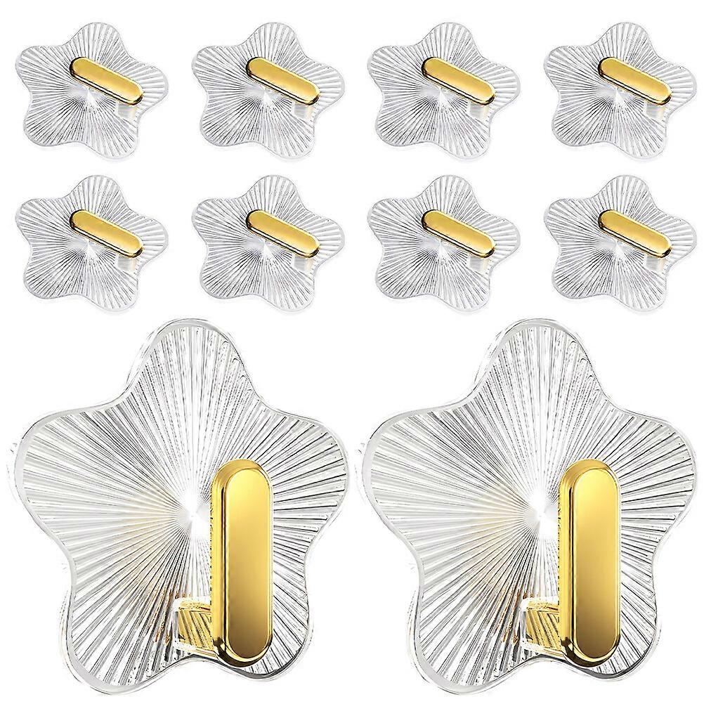 10pcs Wall Hanging Hooks Kitchen Storage Hooks Star Design Hooks Towel Hanging Hooks