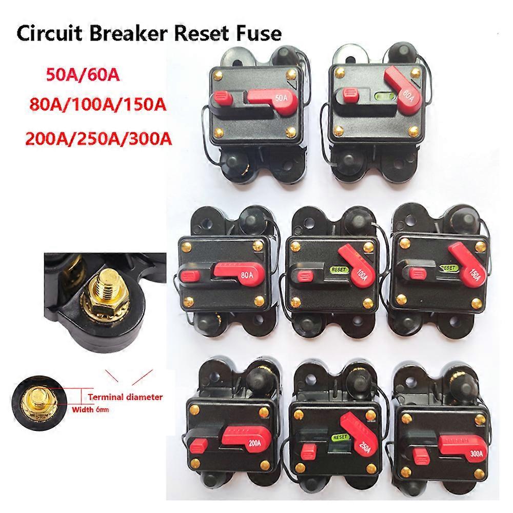 12V 24VDC Circuit Breaker 50A 60A 80A 100A 150A 200A 250/300A Fuse Reset Holder Switch for Solar Home System Overload Protection