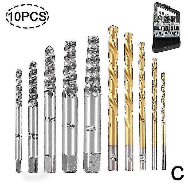 5pcsset Steel Cobalt Left Hand Drill Bit Broken Bolt Damaged Screw Extractor Set With Metal Case To Tw