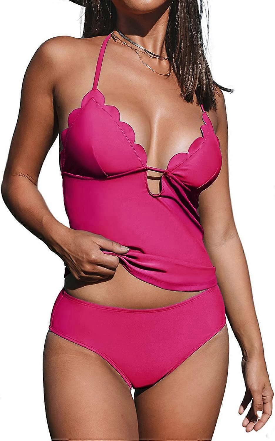 Femmes Tankini Maillot de bain Festonné Hipster Sans Dos Deux Pièces Maillot de bain Bikini Maillot de bain