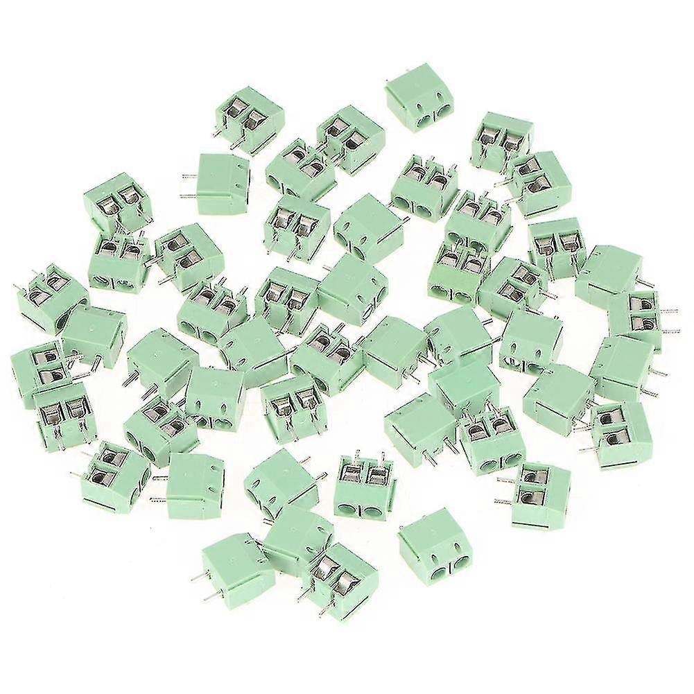 50pcs/set 2 Pin 5mm Pitch Green Pcb Universal Screw Terminal Block Connector