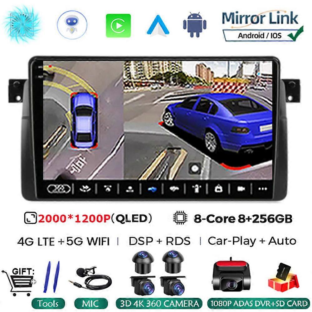 Android 13 Carplay Wifi+4g For Bmw E46 M3 1998-2006 Car Radio Multimedia Video Playor Stereo Gps Dps Head Unit 360 Camera Bt