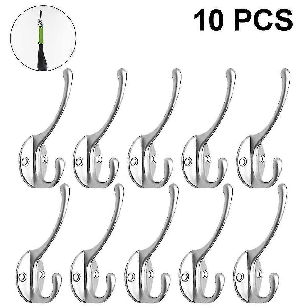 10 Pack Rustic Coat Hooks Wall Mounted Heavy Duty Double Hooks Retro