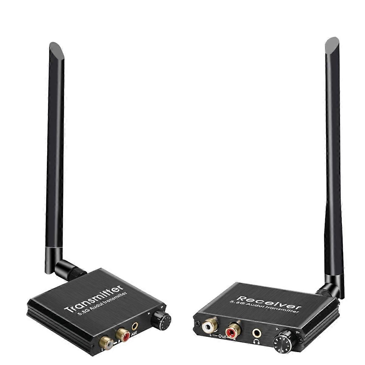 Wireless Audio Transmitter and Receiver 50M 5.8G Wireless Audio Adapter with 3.5mm R/L Converter fo