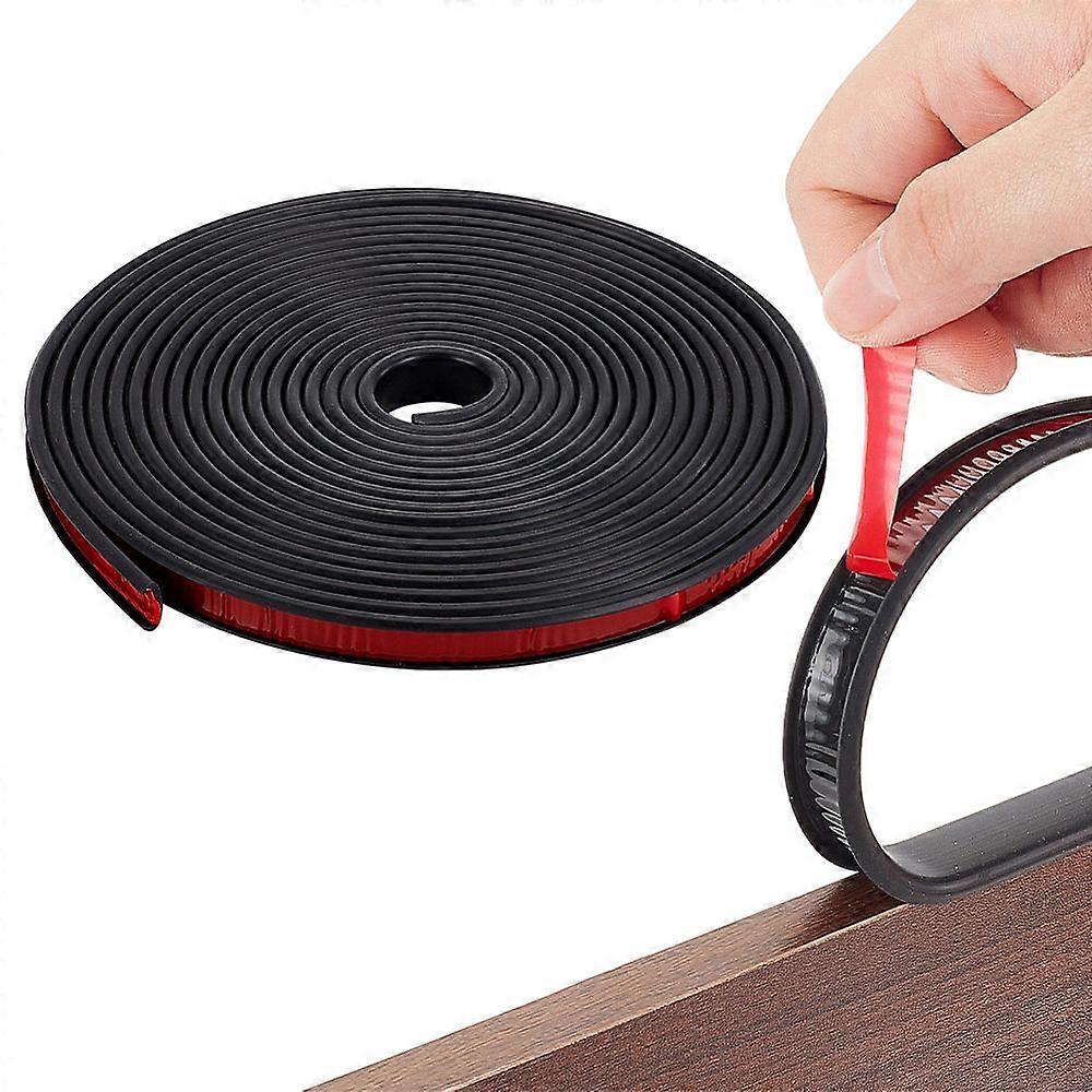 U-Shaped Self-adhesive TPE Edge Guard Strips for Cabinet Wardrobe Table Worktop Wood Board Black 14mm