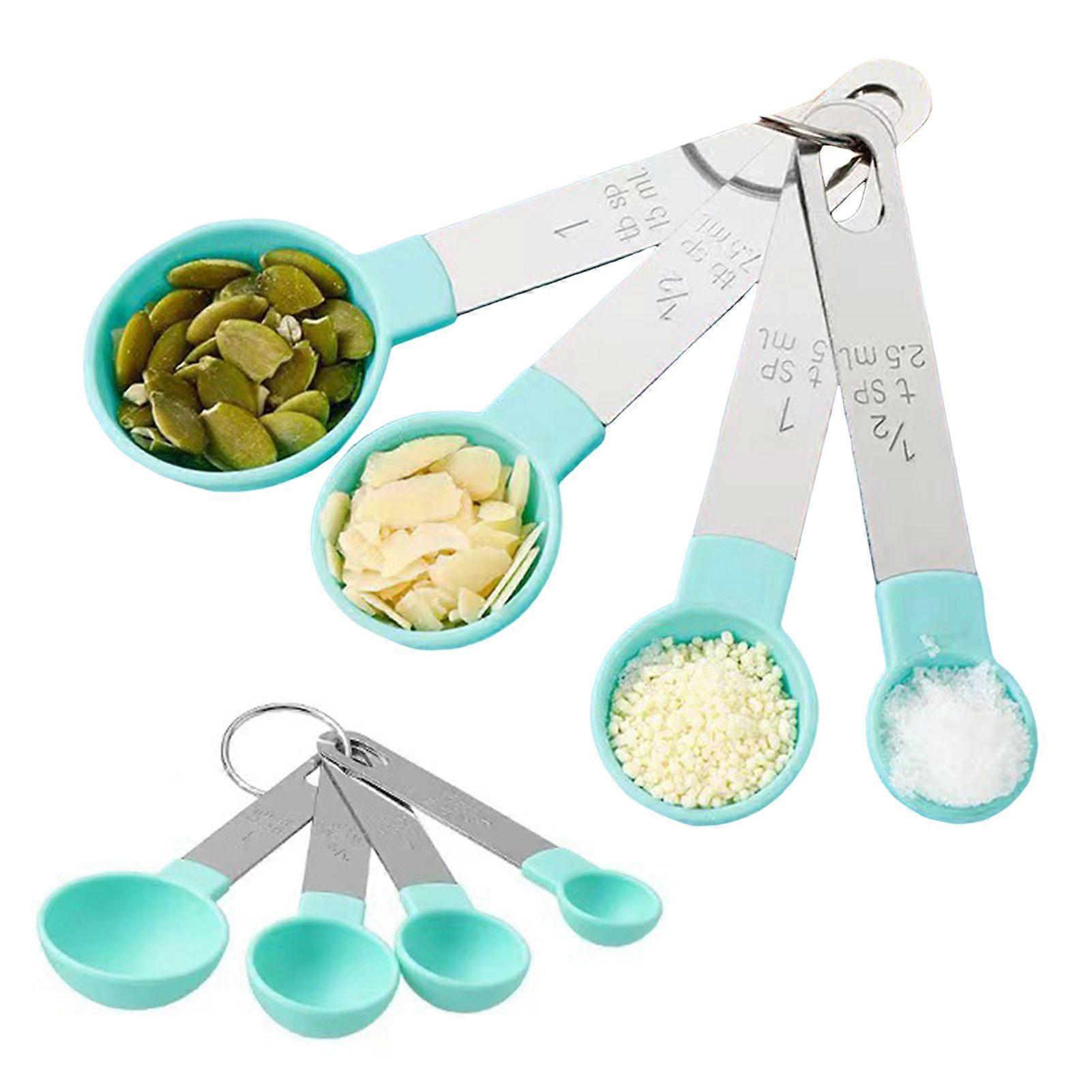 8Pcs Measuring Spoon Set Stainless Steel Measuring Spoons with Embedded Scale for Precision Cooking Home Restaurant Bakery Use