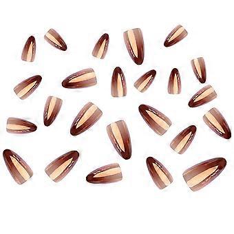 Gold Gradient Long Almond False Manicure Ultra-elastyczne, długotrwałe modele klejów do sztucznych paznokci