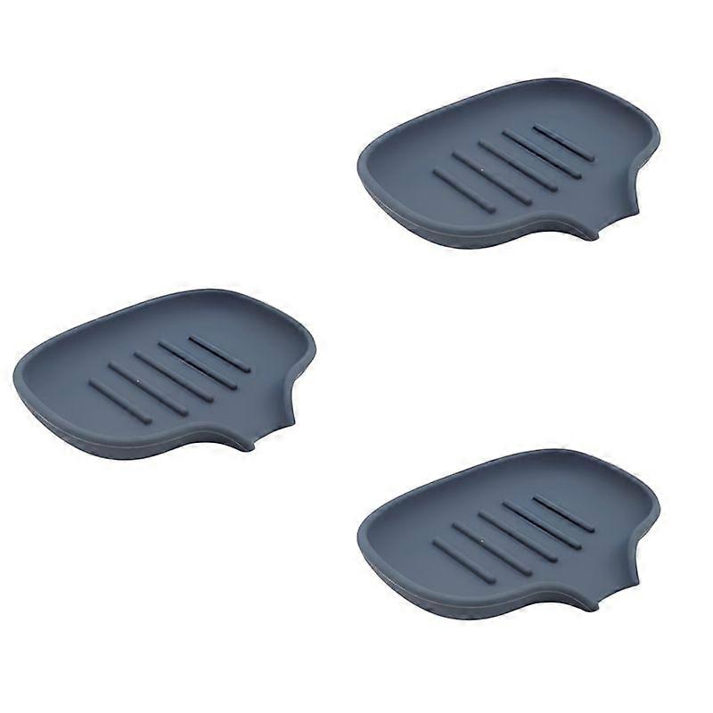 Self Draining Soap Dish, Quick Drain, Bathroom Soap Dish Silicone Soap Tray for Kitchen Dark Gray