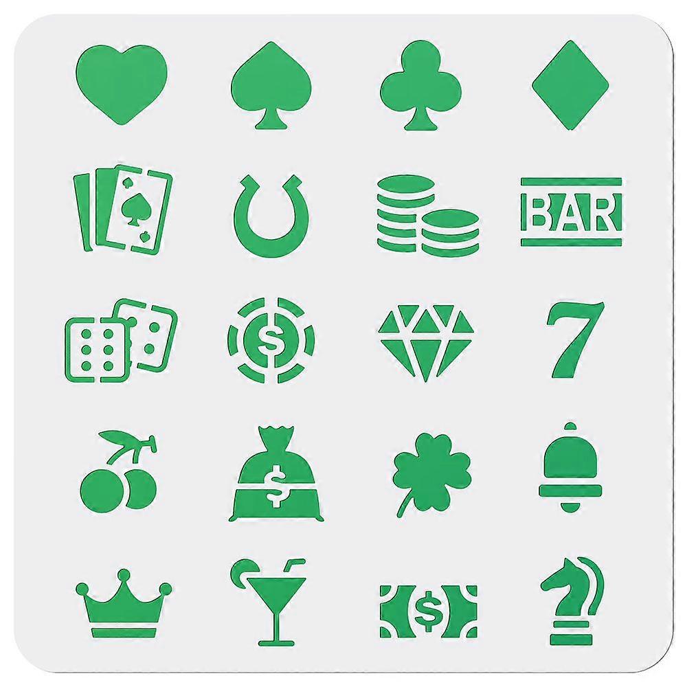 Playing Card Stencils 11.8"?11.8" Painting Playing Card Making Stencils Reusable Diamond Heart BAR Pattern DIY Plastic Stencil for on Arts and Crafts