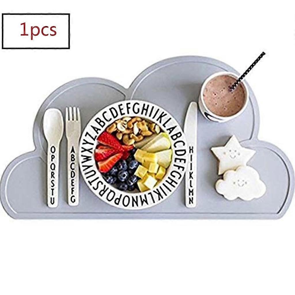 1pcs Kids Placemat Cloud Shape Silicone Waterproof Table Mat Gray