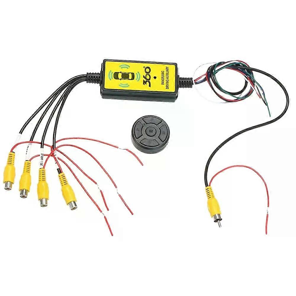 4To1 Car Panoramic 360 Camera Video Reversing Switch Box Car Blind Spot Camera Video Switch Box Wireless Telecomandă