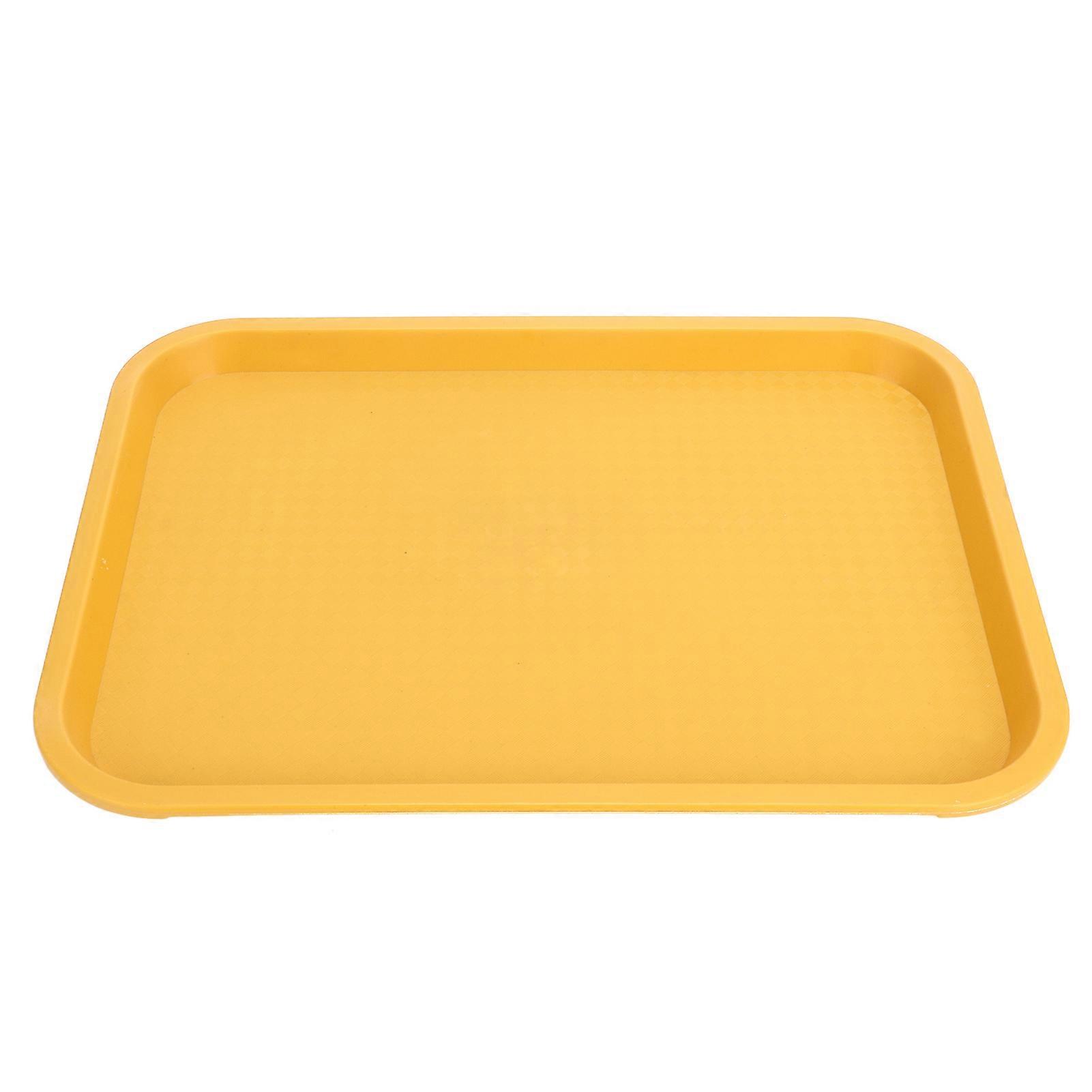 Fast Food Tray,Rectangular Slip Resistant Multi Purpose Food Service Tray for Restaurant Canteen,Yellow