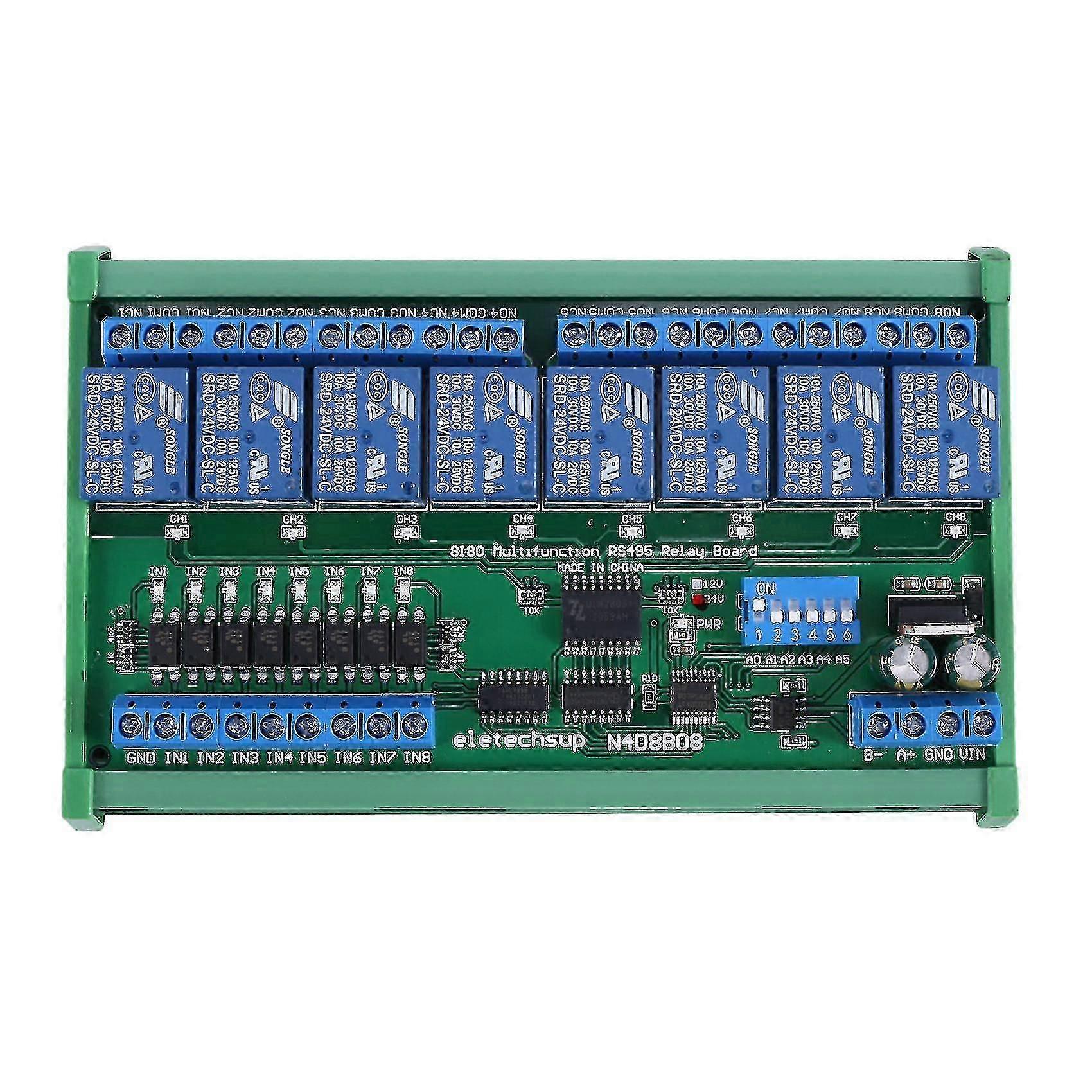 Dc 24v 8 Rs485 Relay Board Modbus Rtu Uart Remote Control Switch Din35 Rail Box Compatible Plc Automation