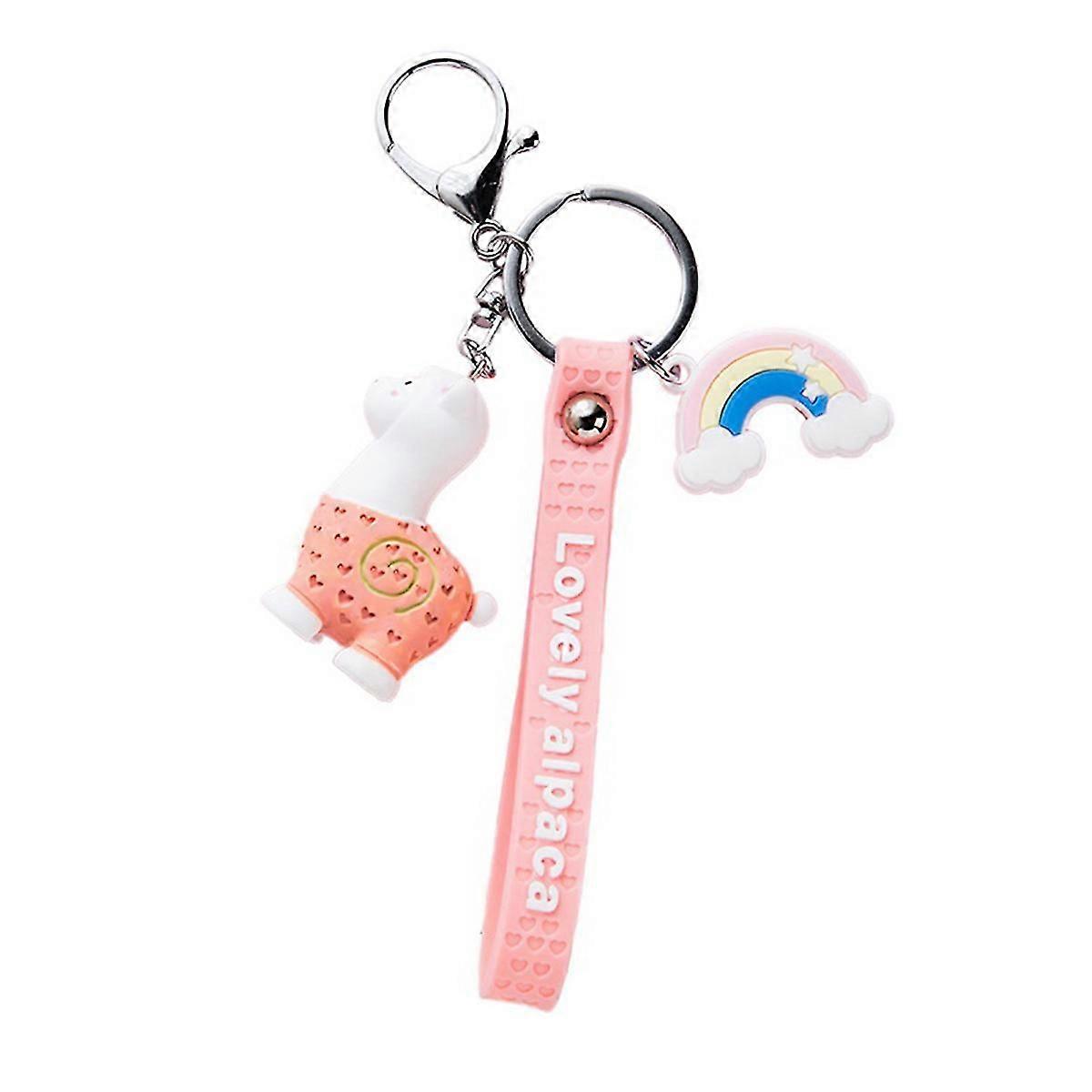 1pc Cartoon Keychain Alpaca Shaped Hanging Pendant Key Ring Bag Decorationorange