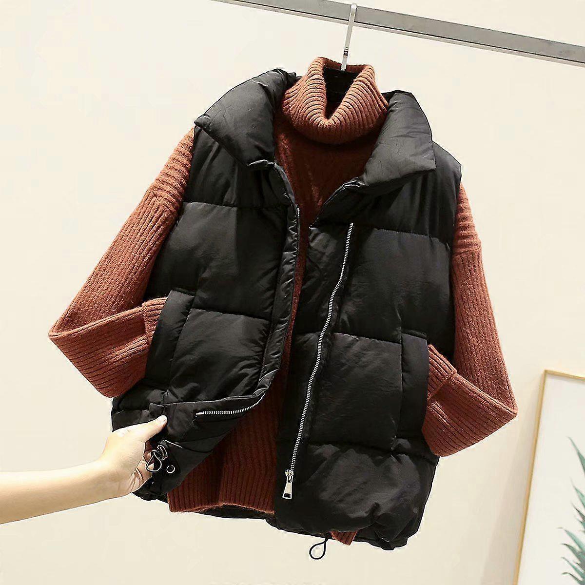 Short Vest for Women In Spring/Autumn New Camisole Loose Lapel Bread Jacket Down Cotton Vest Jacket