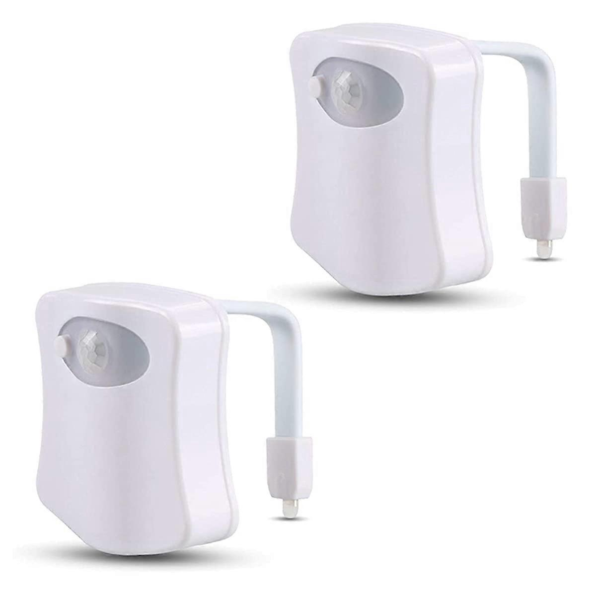 2 Pack Color Changing Toilet Night Light, Motion Sensor, Multi-Color LED, Easy Installation for Bathroom Use