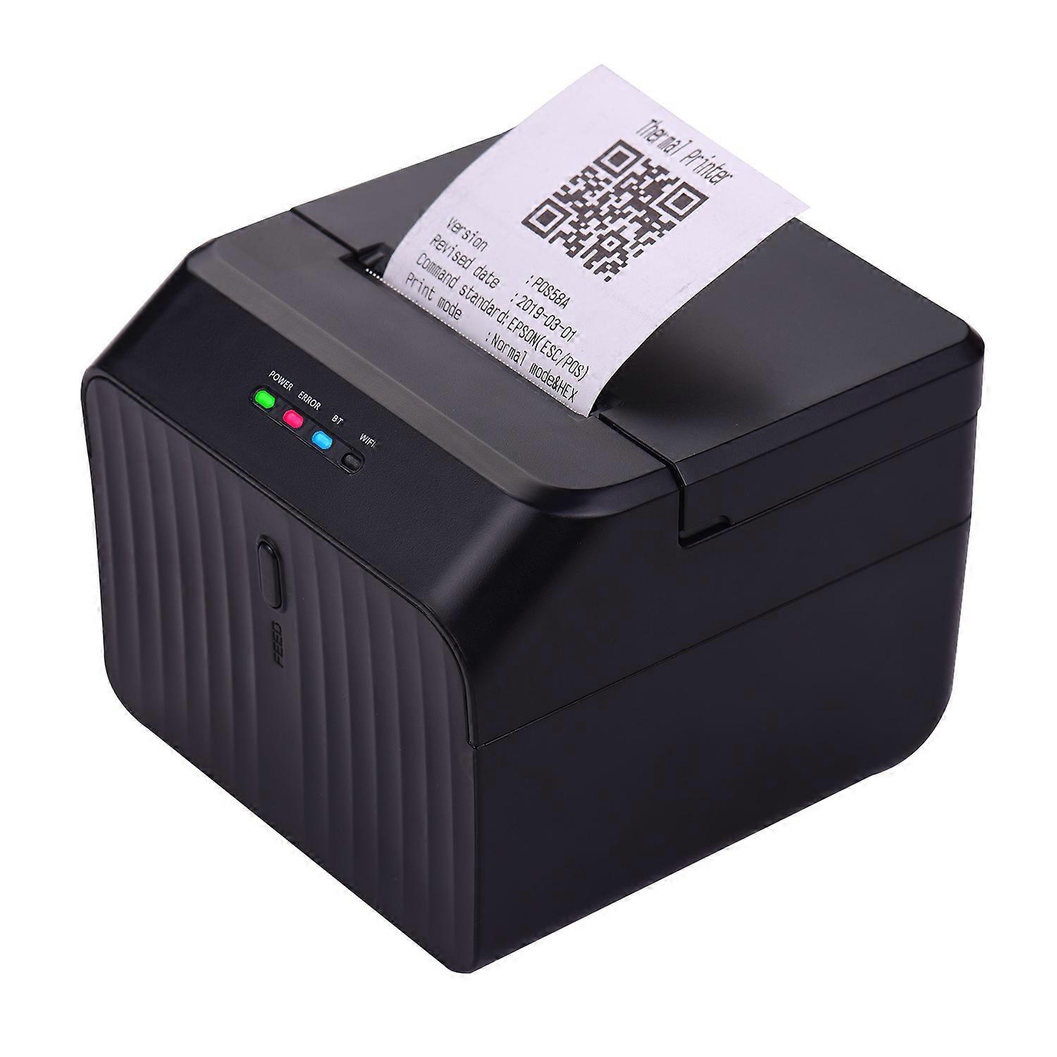Desktop 58mm Thermal Receipt Printer Wired Barcode Printer USB BT Connection with 2 Rolls Paper Insi
