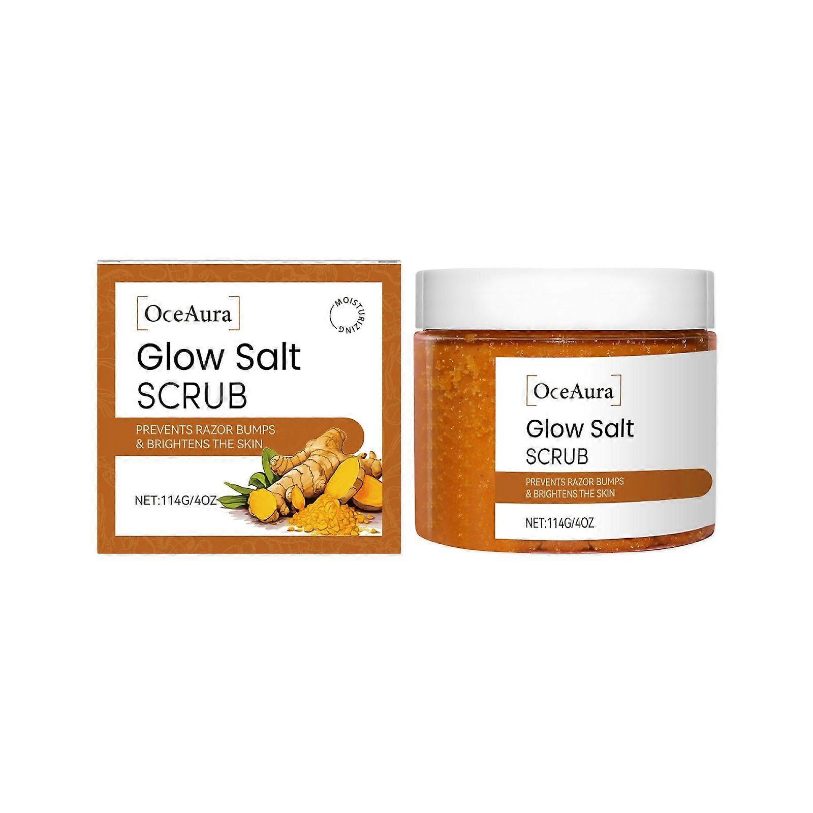 Turmeric Body Scrub, Glow Salt Scrub, 114g Natural Exfoliating Body Scrub, Προλαμβάνει τα Εξογκώματα του Ξυραφιού και Φωτίζει την Επιδερμίδα, Κατάλληλο για όλους τους τύπους δέρματος