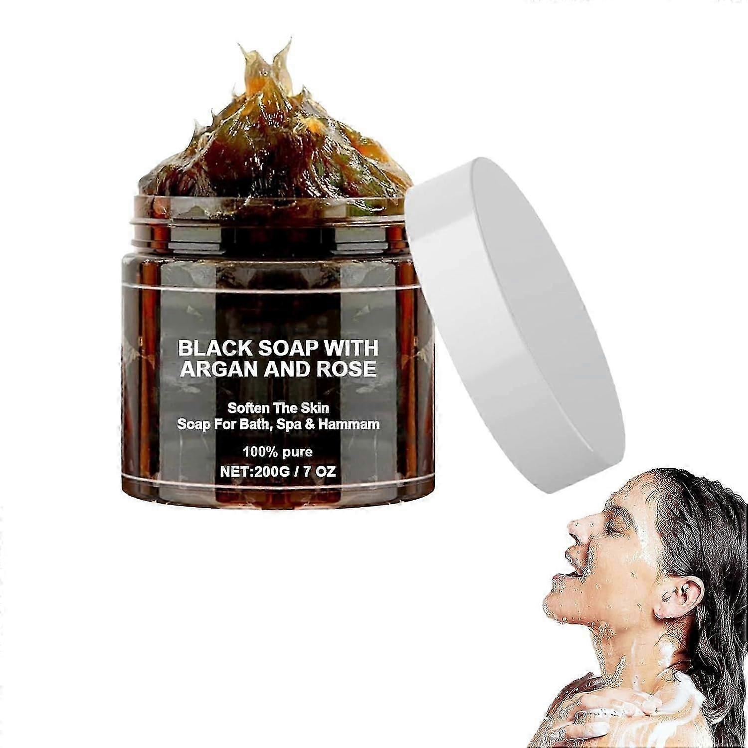 Zwarte Beldi Zeep, Zwarte Zeep Met Argan En Roos, Marokko Exfoliërende Zeep, Zwarte Zeep Met Argan En Roos Beldi, Marokko Body Scrub Zwarte Zeep
