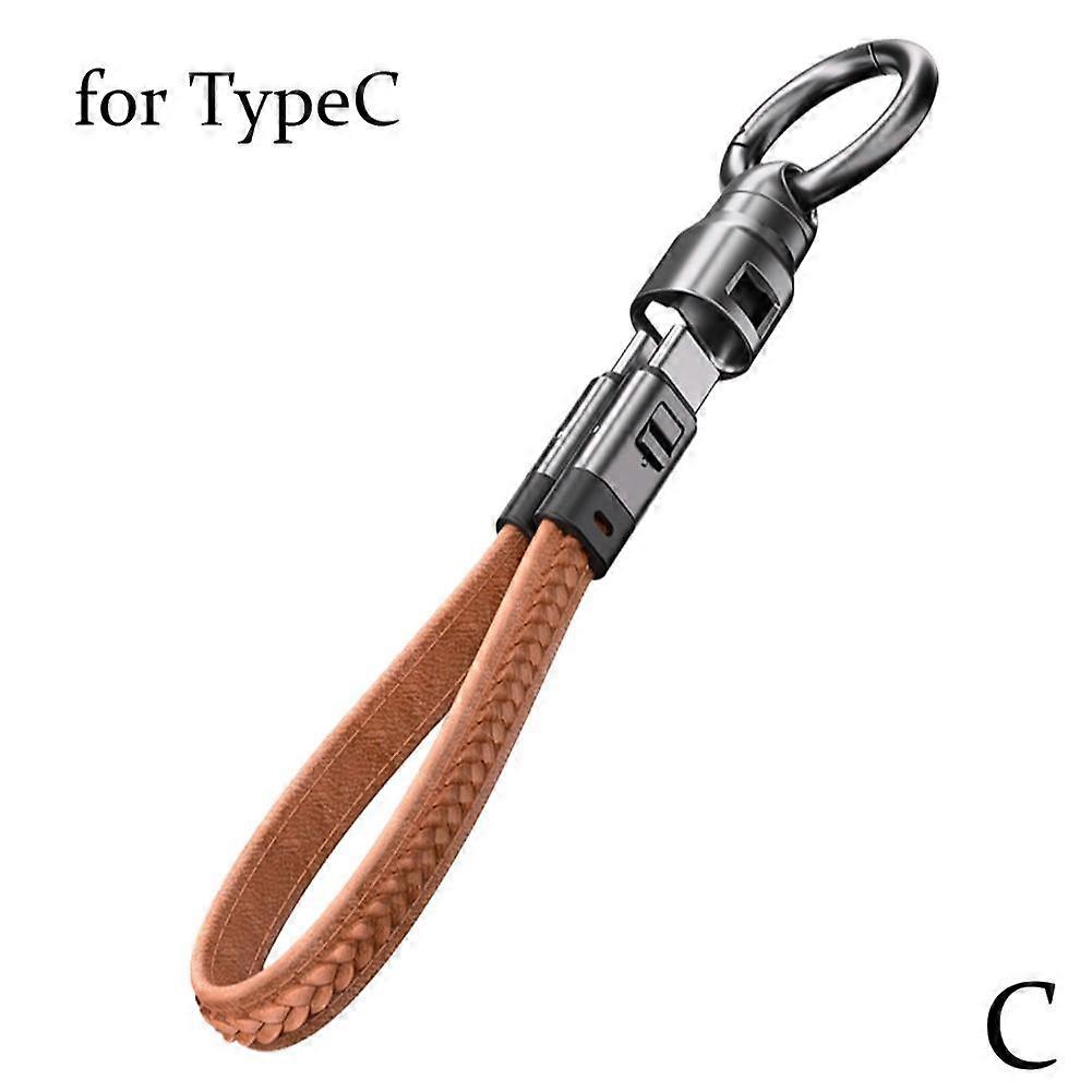 For 240W Key Chain Data Cable Zinc Alloy Portable Charger 48V5A Fast Charging For Type C iPhone Black Brown