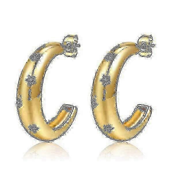 New Star C-shaped Micro-set Earrings: Delicate, Versatile, High-quality