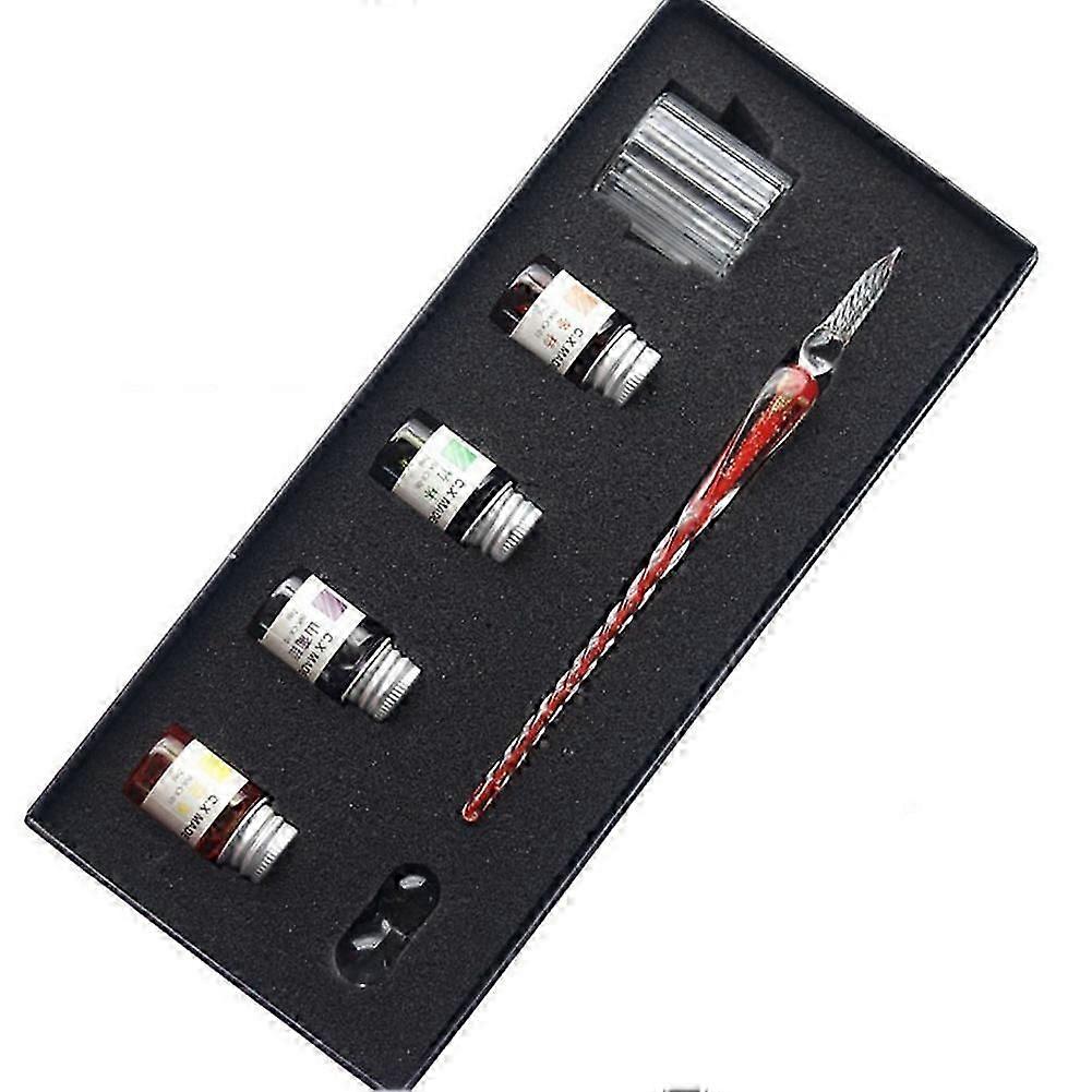 1 Set Luminous Crystal Glass Dip Pen Signature Pen Fountain Pens Business Offices School Stationery