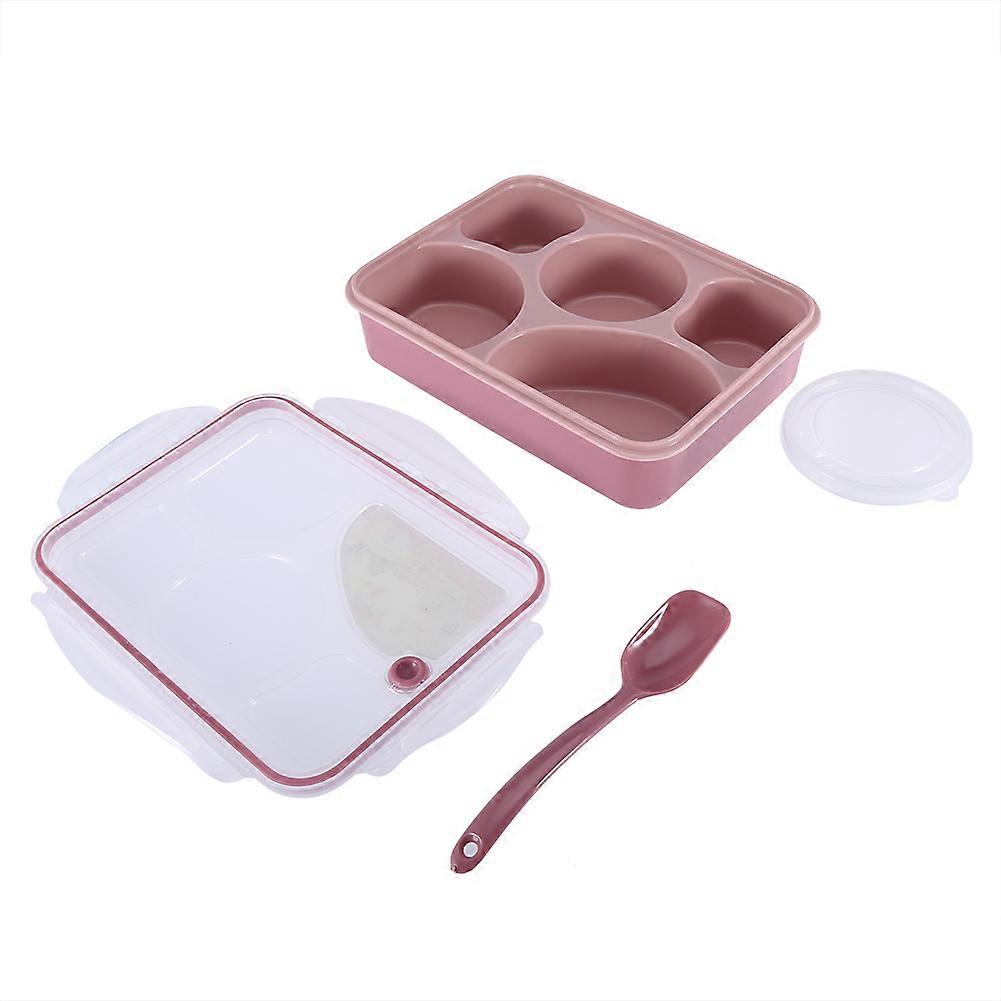 5 Grids Microwavable Lunch Box With Spoon For Camping Five-Compartment Meal Container