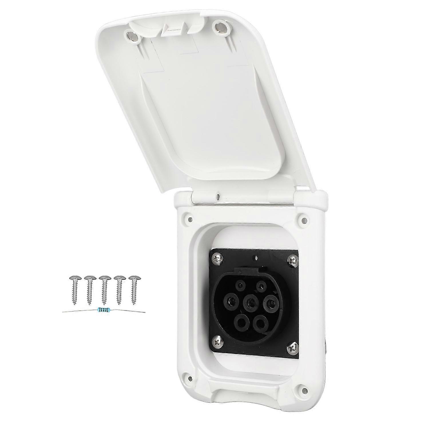 RV Power Inlet Box with 7 Hole Charging Socket and Adsorbable Cover External Power Box for Motorhome