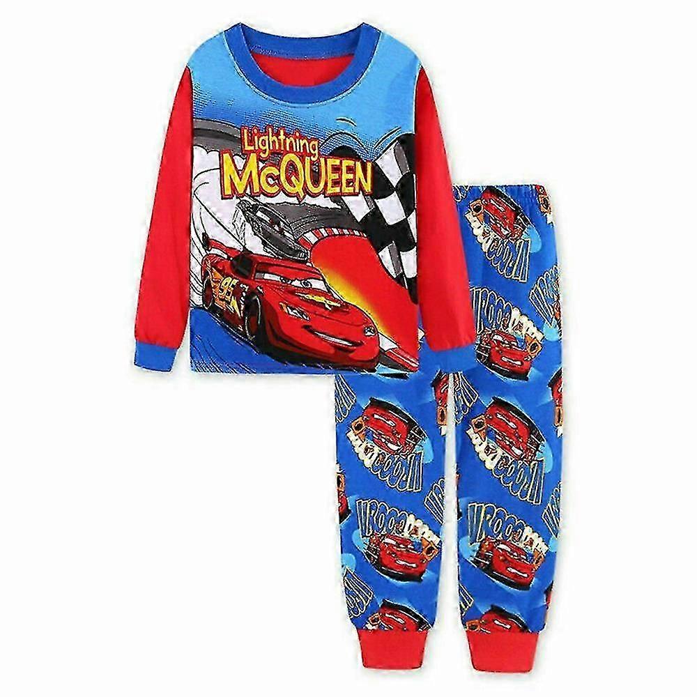 bilar blixt mcqueen tryckta barn pojkar pyjamas pyjamas pyjamas set nattkläder långärmade toppar byxor nattkläder -HD