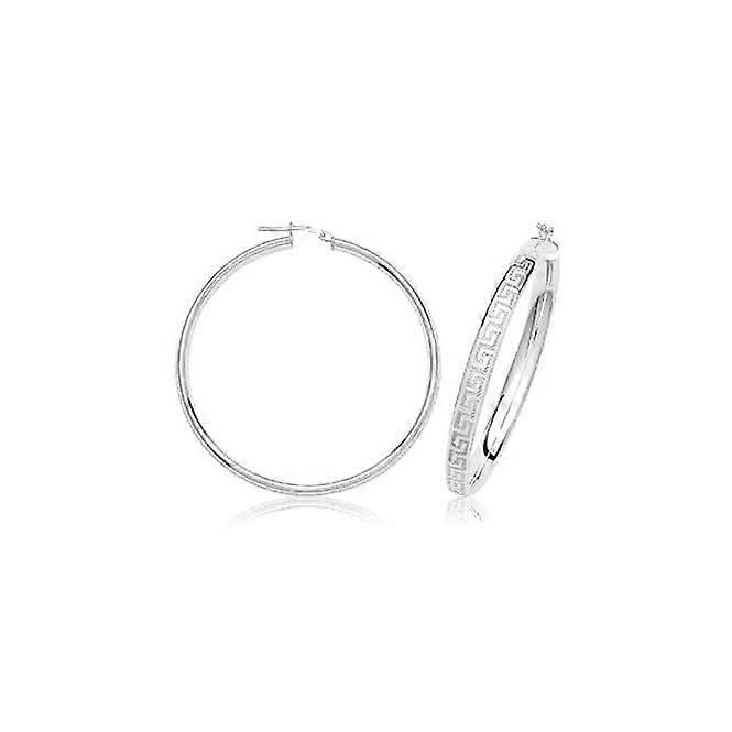 Acotis Silver Hoop Earrings Greek Design G51320
