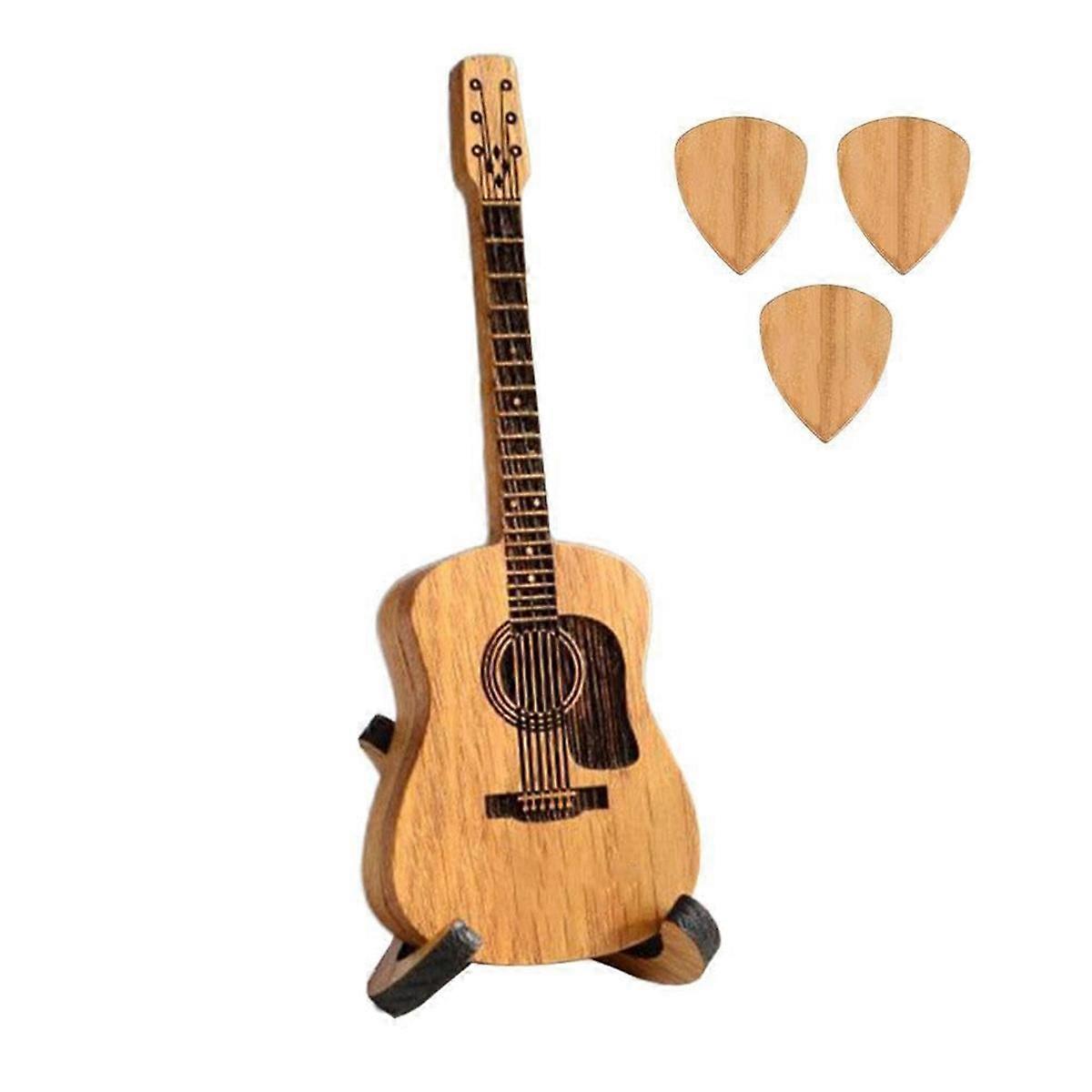 Wooden Portable Guitar Pick Display Box with Stand Storage Box