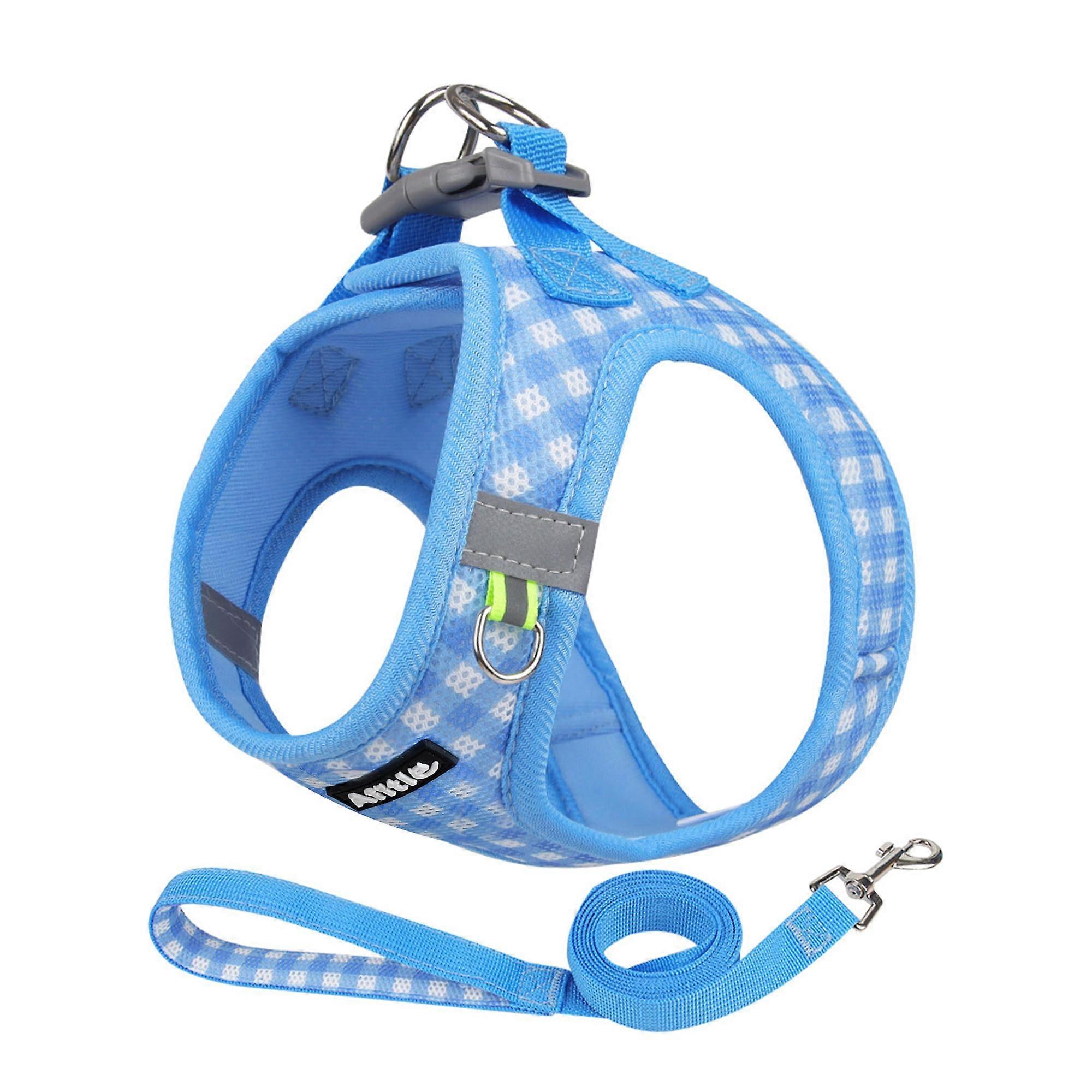 Breathable Mesh Dog Vest Harness Size M No Pull Escape Proof Adjustable Plaid Design for Small to Medium Breeds