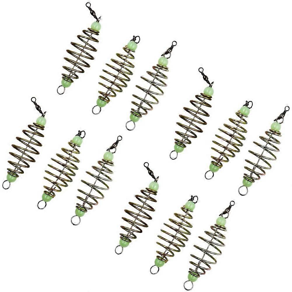 12Pcs Luminous Carp Fishing Feeder Coil In-Line Lures Basket Baits