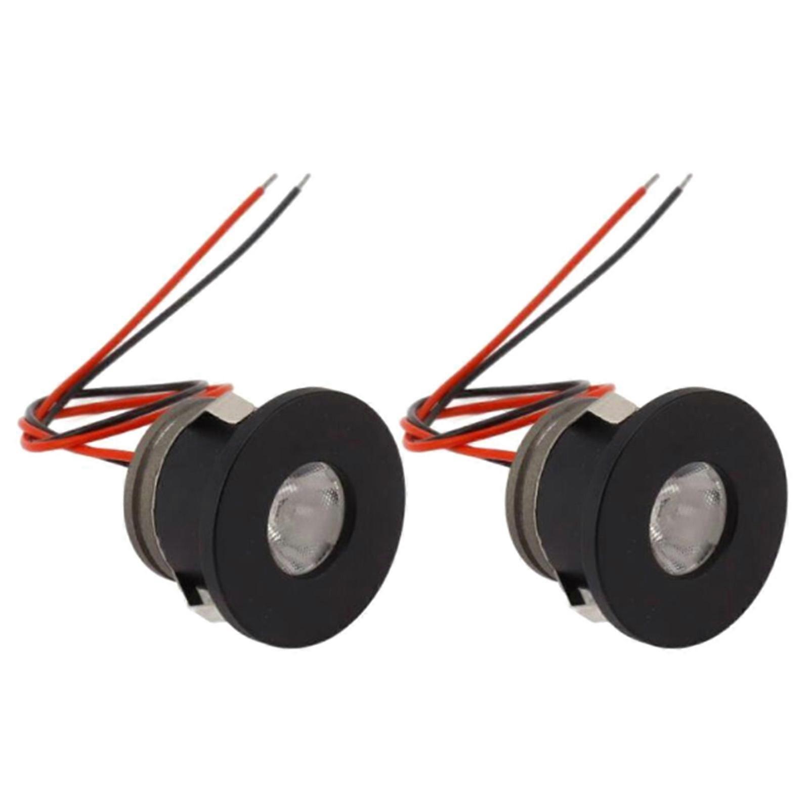 Lot de 2 petits spots LED encastrables en aluminium 1 W 80 lm pour dressing, bureau, voiture