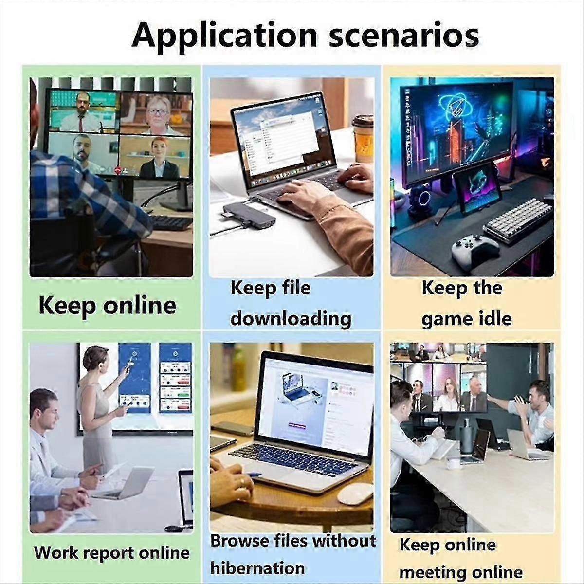 USB C Muis Jiggler Niet Detecteerbare Automatische Type C Muis Verhuizer 3 Jiggle Modi Driver-Free voor Houdt Computer Wakker