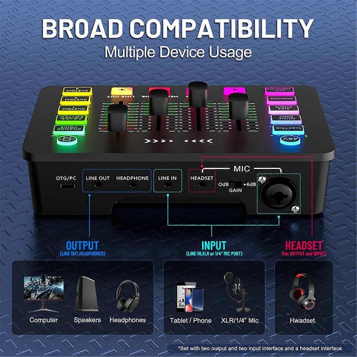 Sound Card Audio Interface Mixer with XLR Microphone Interface