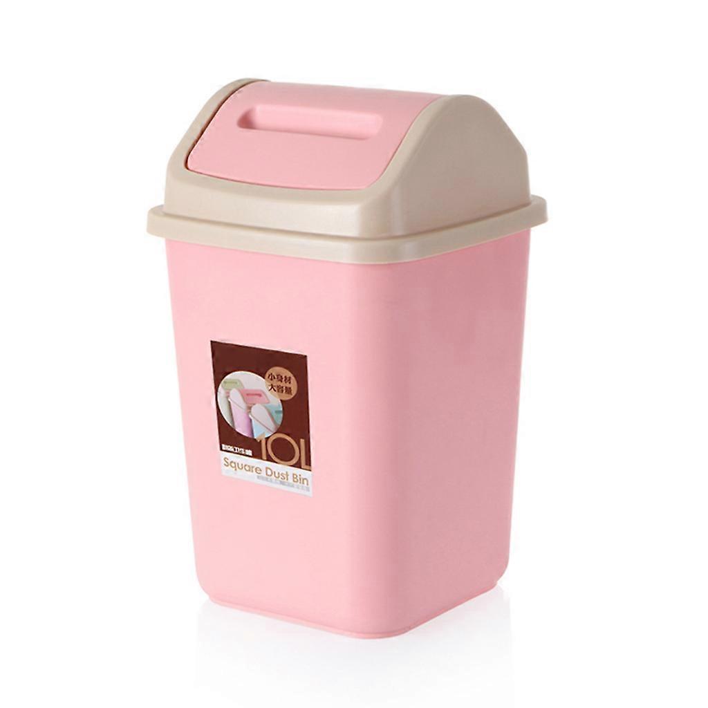 Trash Can with Shake Lid Plastic Waste Bin Garbage Dustbin Trashbox for Home Office Kitchen Pink